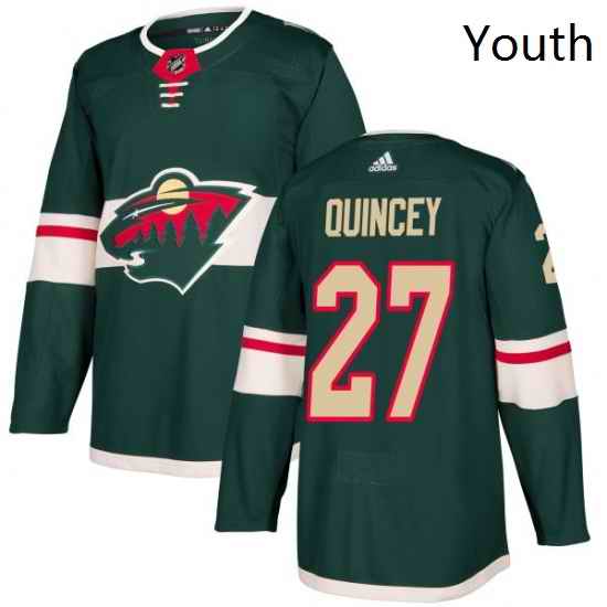 Youth Adidas Minnesota Wild 27 Kyle Quincey Premier Green Home NHL Jersey